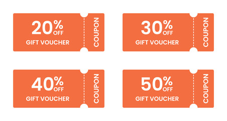 Orange discount coupon set for promotional marketing sales