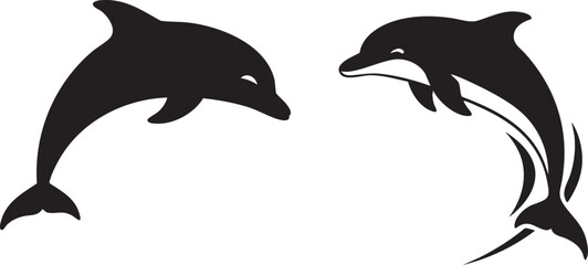 Playful Dolphin Silhouettes Vector Set for Marine Animals, Oceanography, and Aquatic Entertainment © Md