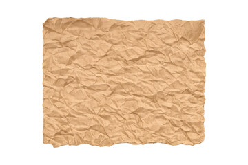 Obraz premium Crumpled brown paper texture with ragged edges on a transparent background, conveying an old vintage message