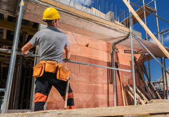 Construction Worker on Site During Building Process