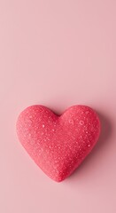 Obraz premium Vibrant confectionary formed into a perfect romantic heart shape, displayed against a soft, sweet, light pink pastel backdrop, valentine, sweets, love