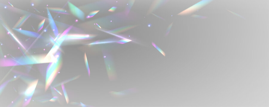 Neon rainbow prism bends light through diamond crystal glass. PNG vector lens captures glare, sparkle, bokeh, flare effect across holographic glitter spectrum. Prism reflections enhance radiant magic.