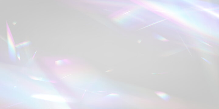 Neon diamond prism bends rainbow light through crystal glass sparkle. PNG vector lens flare captures glitter, glare, bokeh, holographic effect. Light reflections create magical depth.
