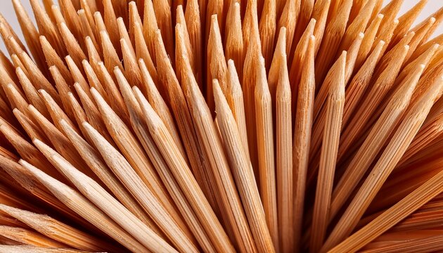 extreme close up of a bundle of wooden toothpicks