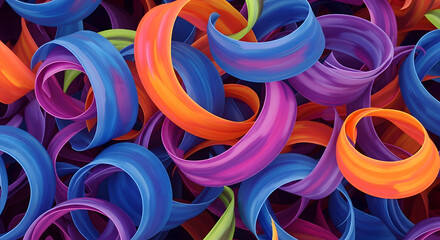 Vibrant swirling ribbons in various colors