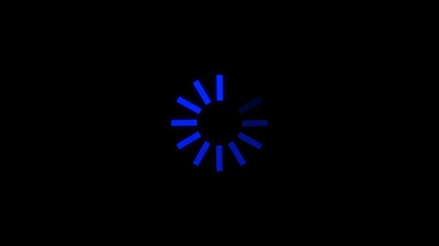 Smooth animated spinning waiting icon with glowing neon line style on a dark background. This minimal loader animation represents loading, buffering, processing, syncing, and waiting states in modern