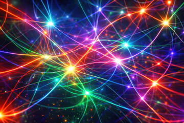 Obraz premium An abstract network of luminous lines and dots.