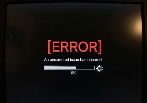 A computer screen displaying an error message on a black background