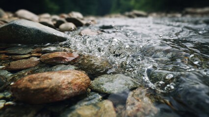 Rocky Riverbed with Flowing Water