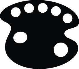 Fototapeta premium Artist paint palette icon with color mixing holes creative art supply symbol in black and white vector illustration