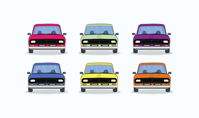 Car's front colorful view editable vector.
