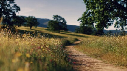 Fototapeta premium Winding Path Through a Serene Meadow