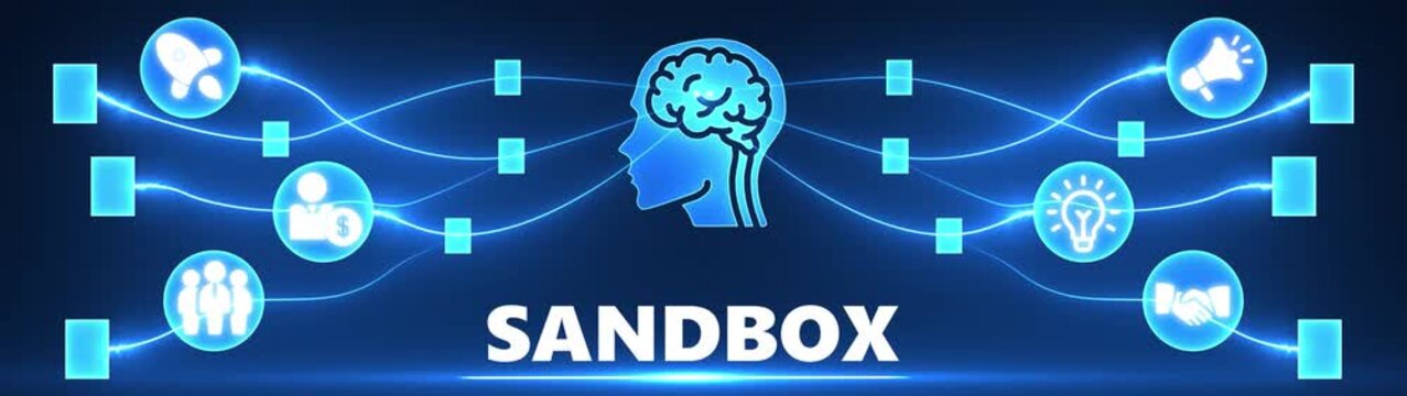 Digital Network Connecting Brain Icon with Business and Idea Icons on Blue Background abstract artificial intelligence