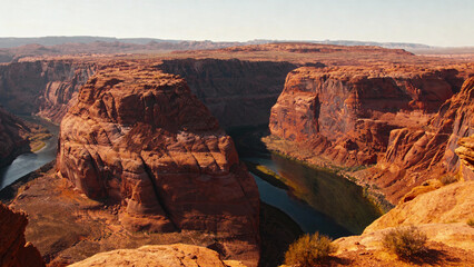 Majestic Horseshoe Bend Canyon Overlook with Colorado River