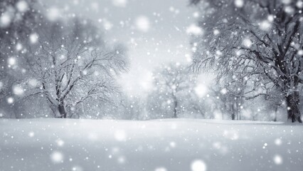 Snowy Winter Landscape with Trees