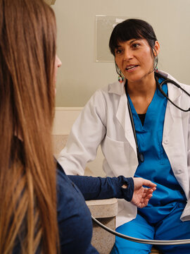 Native American patient during prenatal blood pressure check
