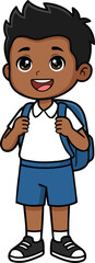 Cute Cartoon Schoolboy Standing with Backpack &ndash; Smiling Student Character Isolated