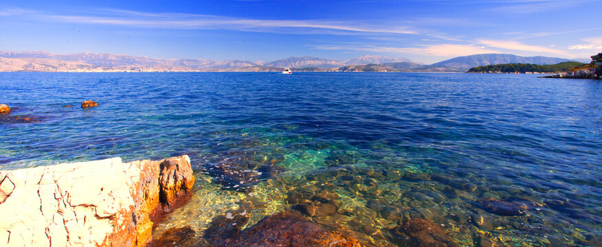 perfect summer view, spectacular nature scene in Greece, Corfu (Kerkyra) Ionian island, Kassiopi resort, Greece, Europe ...exclusive - this image is sell only on Adobe stock	