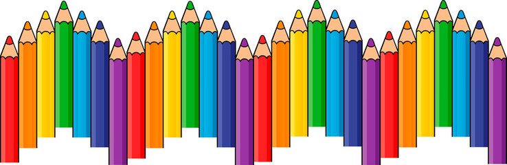 Playful Rainbow Pencil Border &ndash; Creative School Supplies Frame Illustration