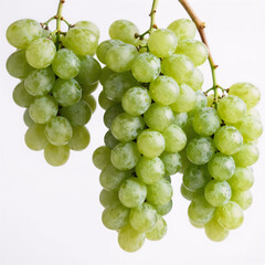 Isolated green grapes on white background