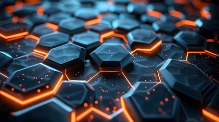 Fototapeta premium Stylized Abstract Design Featuring Hexagonal Grid with Illuminated Edges for Commercial Projects