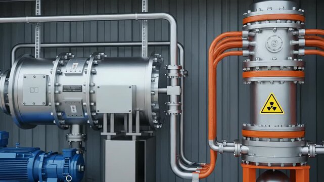 Innovative mobile small modular reactor smr housed in a shipping container. Advanced nuclear technology providing a compact, clean, and sustainable source of carbon free electrical power