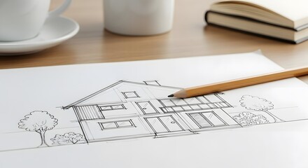 Architect's Sketch of Modern House