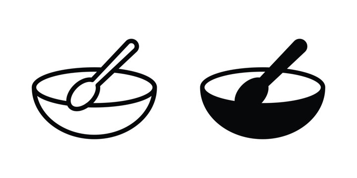 Minimalist mixing bowls with spoon vector.