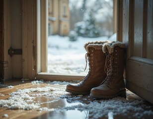 Typical winter scene with snow and serene atmosphere