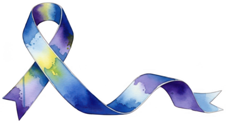 Valentine Wavy watercolor ribbon with purple and blue wash textures for awareness and decorative border use