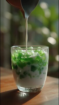es cendol, Preparing Traditional Indonesian Cendol Dessert Drink