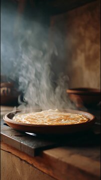 Traditional Indonesian Serabi Cooking on Clay Pan