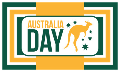 Australia Day. National happy holiday, celebrated annual in January 26. Australian patriotic elements. Kangaroo silhouette. Poster, card, banner and background. Vector illustration