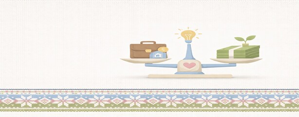 human lifestyle business concept Balanced Finance and Innovation Concept with Decorative Border authentic commercial stock photography