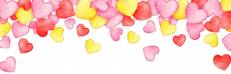 Valentine Watercolor hearts border banner background for valentines day love celebration