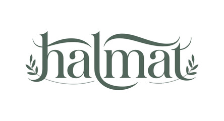A logo for Halmat featuring elegant green typography with leaf designs