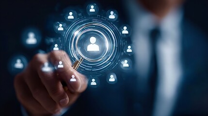 Business person searching for ideal candidate in hr system