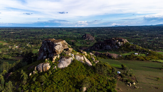 View of Mawe Tatu Rock Formation in Kakamega County, Kenya