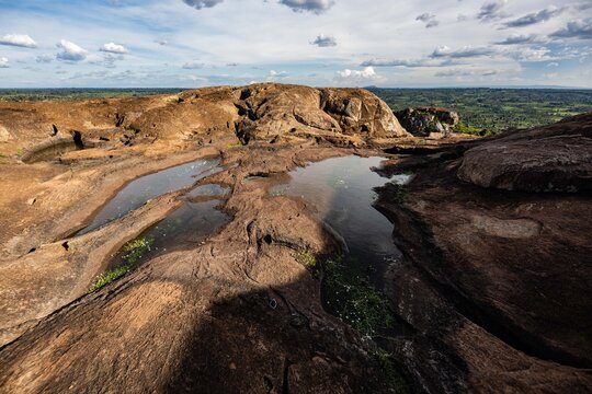 Close-up view on top of Mawe Tatu Rock Formation in Kakamega County, Kenya