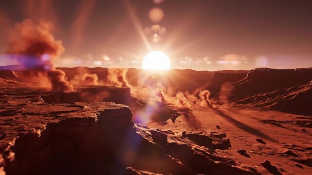 Stunning sunset on a distant planet