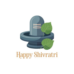 Happy shivratri lord shiva lingam adorned with sacred leaves Vector, illustration