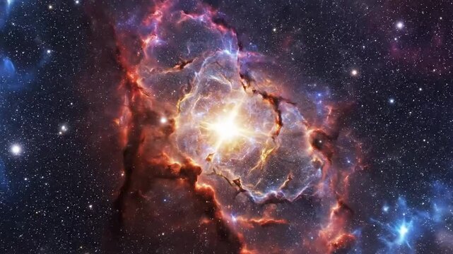 Vibrant cosmic nebula with swirling colors