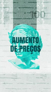 Aumento de Pre&ccedil;os text &ndash; Brazilian Real currency &ndash; Digital Glitch Effect
