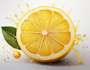 isolated lemon half on white background