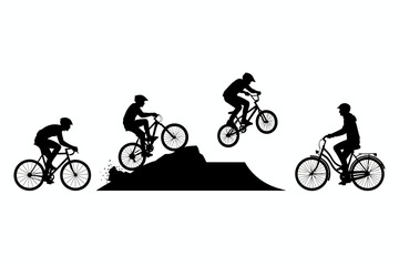 Action-Packed BMX Biking Tricks, Urban Park, Digital Illustration, Dynamic, High Energy, Aerial View, Adventure © akila