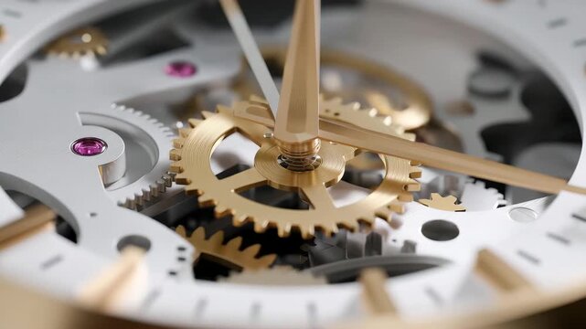 Mechanical clock design featuring exposed internal structure, balanced components and smooth motion expressing order, precision, and engineering harmony. cinematic color correction, natural uneven