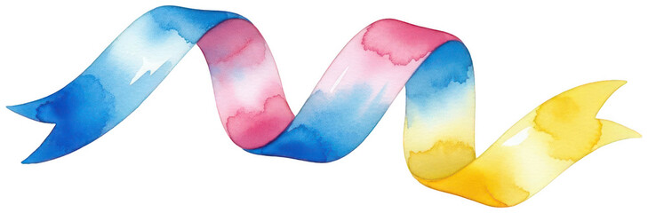 Valentine Pansexual pride ribbon curling and twisting, symbol of love and equality, graphic element for celebration and support