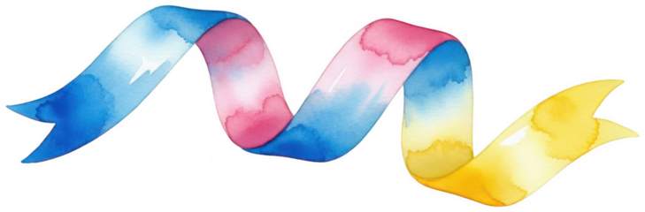 Valentine Pansexual pride ribbon curling and twisting, symbol of love and equality, graphic element for celebration and support