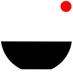 Japanese red bowl isolated on white background. Minimal design.