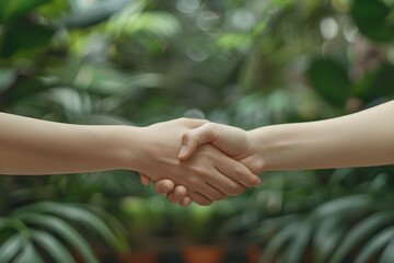Handshake between business professionals in a modern office